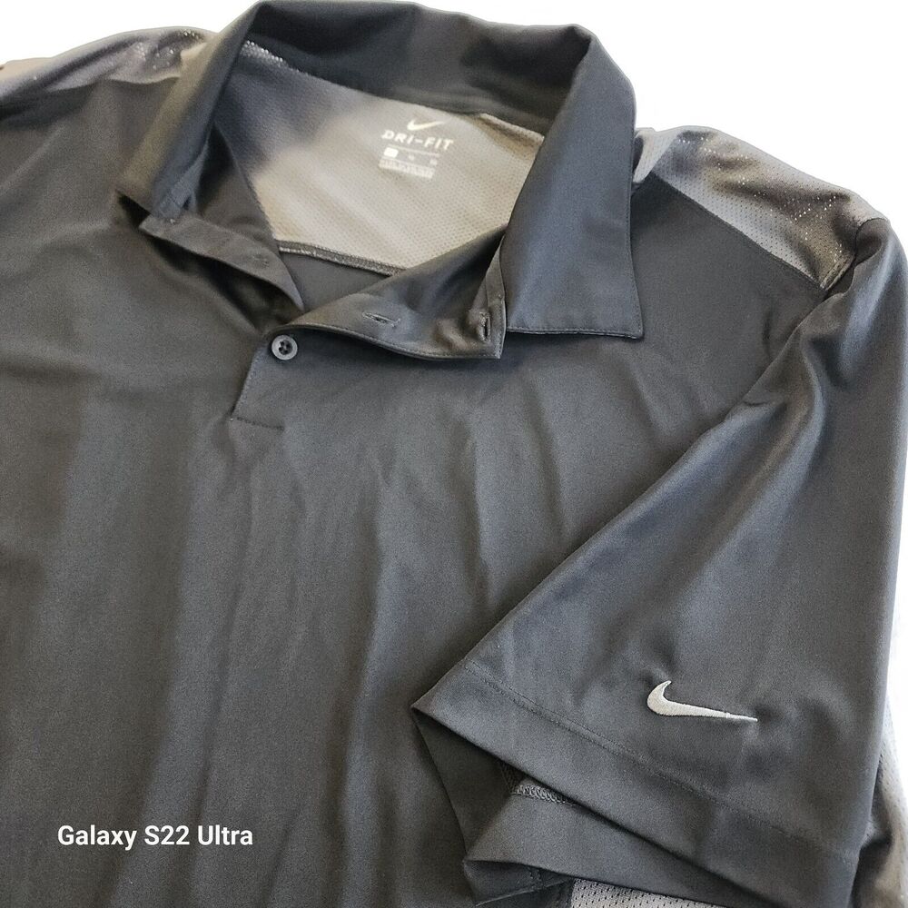 Nike Golf Polo Shirt Men XL Black / Gray Dri-fit Standard Fit Stretch Co. Logo*